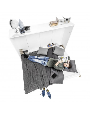 Lit armoire escamotable vertical - blanc mat