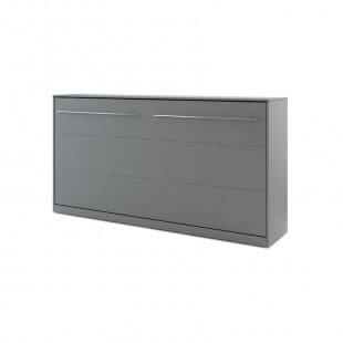 Lit armoire escamotable horizontal - gris 90x200