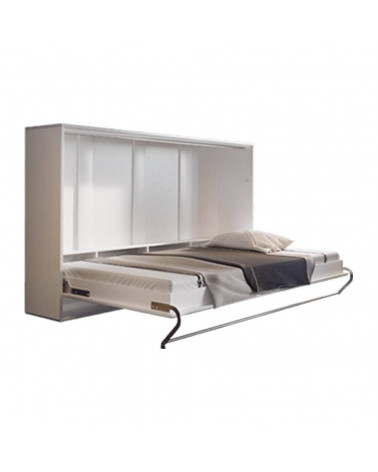 Lit armoire escamotable horizontal - blanc mat