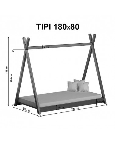 Dimensions du lit Tipi 180x80