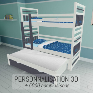 Lit Superpose 3 Couchages En Bois Eli 3 Personnalisable En 3d
