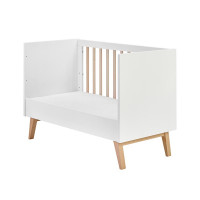 Lit bébé blanc et hêtre naturel 120x60 SWING pour chambre bébé