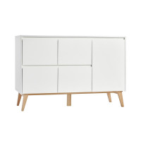 Grande commode blanche et hêtre naturel SWING pour chambre enfant ou bébé