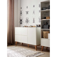 Grande commode blanche et hêtre naturel SWING pour chambre enfant ou bébé