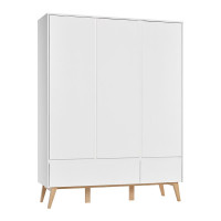 Armoire triple blanche et hêtre naturel SWING pour chambre bébé