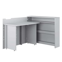 Bureau pliant gris avec rangements pour télétravail version gauche - WORK CONCEPT