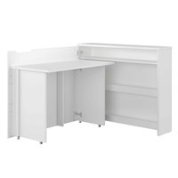 Bureau pliant avec rangements blanc brillant pour télétravail version gauche - WORK CONCEPT