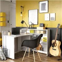 Bureau pliant avec rangements blanc mat pour télétravail - WORK CONCEPT