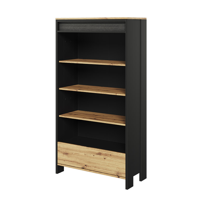 Armoire 3 portes avec éclairage LED bois et graphite SPOTLEN pour ado