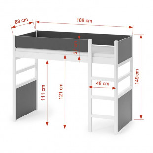 Dimensions lit mezzanine SANAH 180x80cm