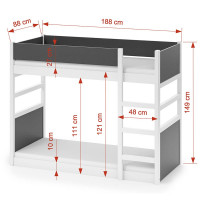 Dimensions lit superposé SIMON 180x80 cm