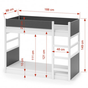 Dimensions lit superposé SIMON 180x80 cm