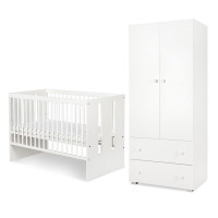 Pack lit bébé 120 + armoire double PAULA blanc