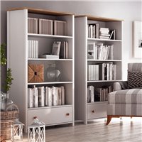 Bibliothèque blanche et chêne STORY pour chambre enfant & ado
