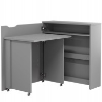 Bureau pliant SLIM couleur gris avec rangements pour télétravail - WORK CONCEPT