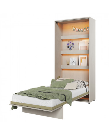Lit armoire escamotable 90X200 vertical blanc brillant - CONCEPT JUNIOR