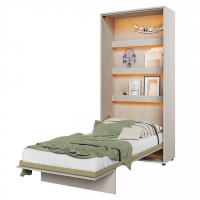 Lit armoire escamotable 90X200 vertical blanc brillant - CONCEPT JUNIOR