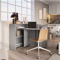 Bureau pliant SLIM couleur gris avec rangements pour télétravail - WORK CONCEPT