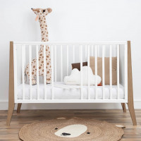 Lit bébé Slim Cot Bed Blanc et bois 120x60