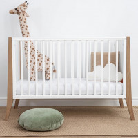 Lit bébé Slim Cot Bed Blanc et bois 120x60