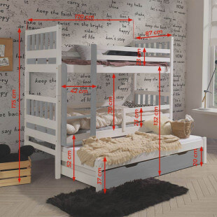 Dimensions du lit Léon superposé 80*160