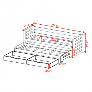 Dimensions du Lit FODEN 80*170