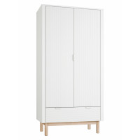 armoire de la collection MILOO avec 2 portes et des tiroirs, couleur champagne