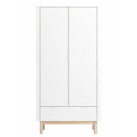 armoire de la collection MILOO avec 2 portes et des tiroirs, couleur champagne