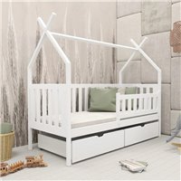 SIMBA - LIT CABANE POUR CHAMBRE ENFANT - BLANC