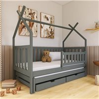 TYTUS - Lit cabane gigogne pour chambre enfant - GRAPHITE