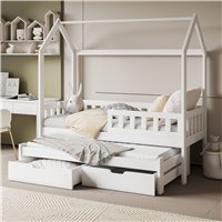 Lit gigogne cabane double TYMON blanc 