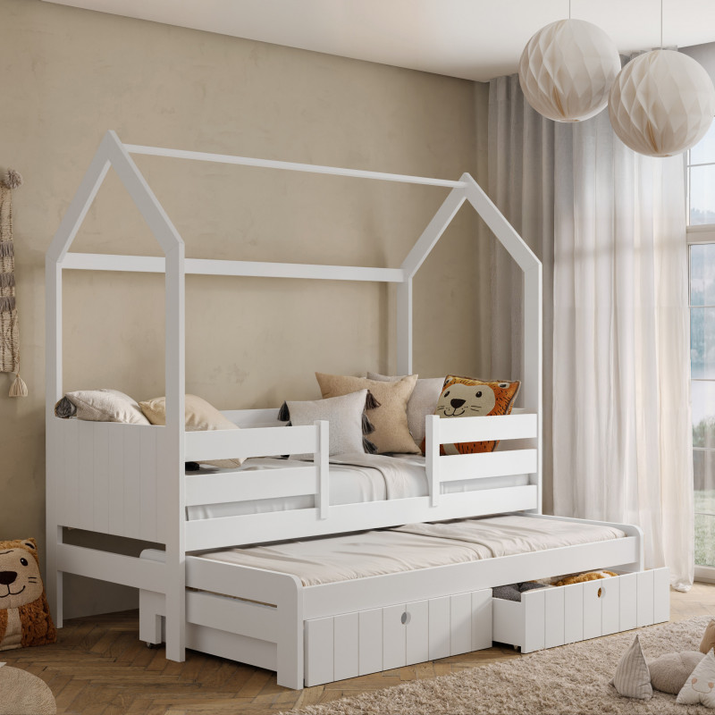 Lit gigogne cabane NOLAN II blanc