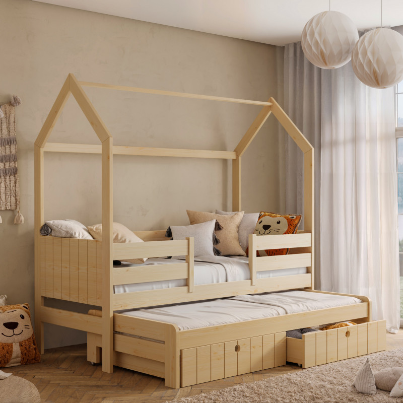 Lit gigogne cabane NOLAN II pin