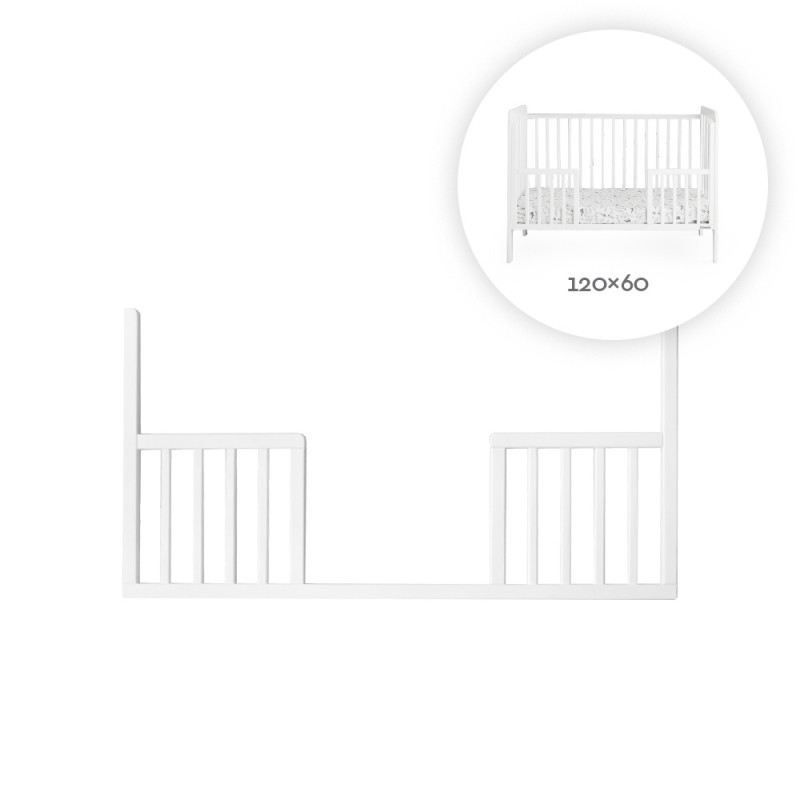 Barriere ouverte blanche pour lit bébé 60x120cm