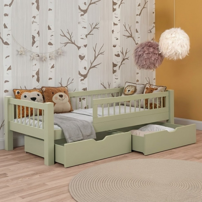 Adèle - Lit Junior en pin massif avec des tiroirs