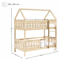 Dimensions du lit Zoe avec des couchages 80 cm x 190 cm