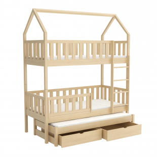 OTTIE - Lit cabane superposé trois couchages