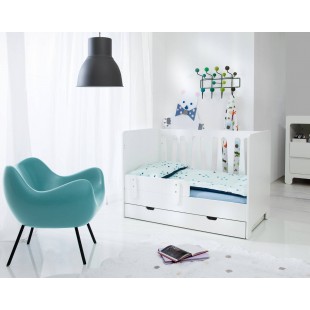 Natu 3 - Lit superposé enfant avec lit gigogne blanc et gris