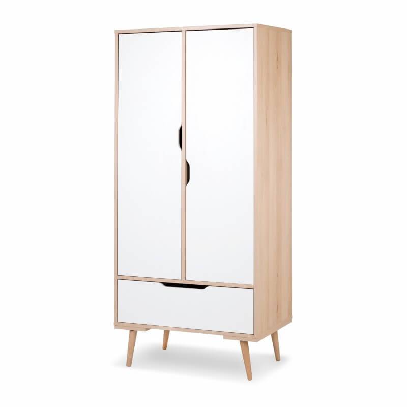 Armoire Blanche Et Hetre Avec Rangement Sofie Pour Chambre Enfant